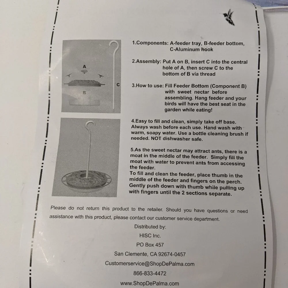 Hanging Hummingbird Feeder with nectar, 32 ports